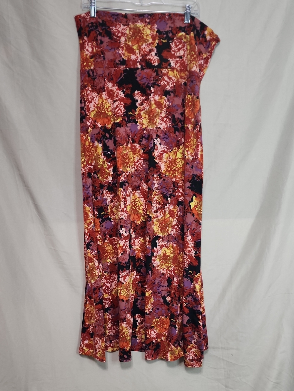 LuLaRoe Floral Maxi Skirt in Red, Gold and Purple